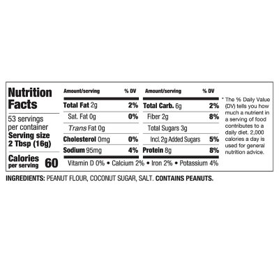 Trader Joe's Organic Peanut Butter Powder Nutritional Info