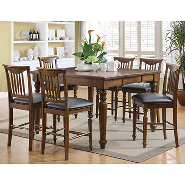 Burkhart 7 Piece Counter Height Dining Set with 11 Step Hand Applied Walnut Finish