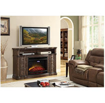 McIntyre Electric Fireplace with Media Entertainment Mantel with Advanced Flip-up Dynamic LED Display