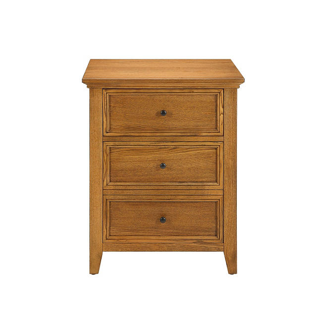 Madison Solid Wood 3-Drawer File Cabinet, Oak