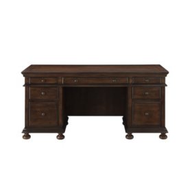 Jewell Solid Wood Executive Desk Walnut Finish Sam S Club