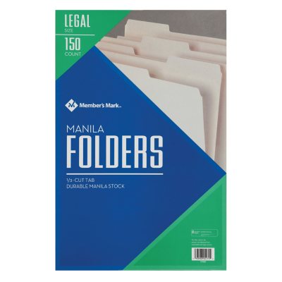 Member's Mark Manila File Folders, Legal, 150/BX Sam's Club