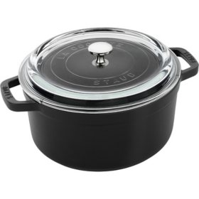 Staub Cast Iron 4-Quart Round Cocotte With Glass Lid