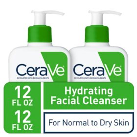 CeraVe Hydrating Facial Cleanser, Normal to Dry Skin, 12 fl. oz., 2 pk.
