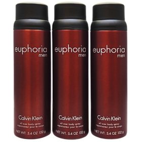 Calvin Klein Euphoria for Men Body Spray, 5.4 oz, 3 pk