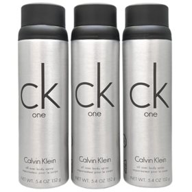 Calvin Klein CK One Body Spray, 5.4 oz, 3 pk