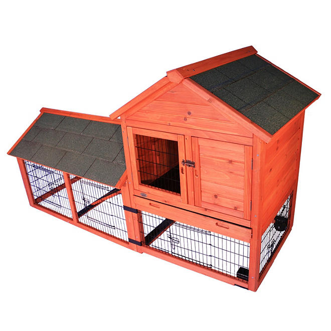 Trixie Rabbit Hutch with Outdoor Run and Wheels (78.25" x 31.75" x 44.25")
