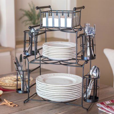 Buffet plate holder cheap stand