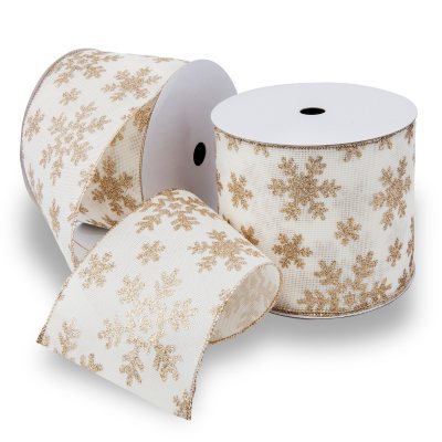 Premium Wired Ribbon, Natural Snowflake - 2 pack (50 yds. each) - Sam's ...