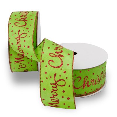 Wired Ribbon * Happy Birthday Script * Bright Multi Colors * 1.5 x 10  Yards * Canvas * RGE163127
