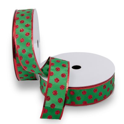 Red Wired Fabric Florist Ribbon, 1-1/2 x 50 Yards
