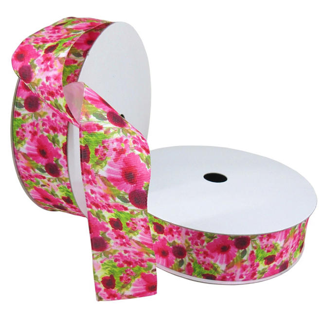2 Pack Premium Ribbon with Wire - Floral Print (1.5” x 50 yds. each 100 yds. total)