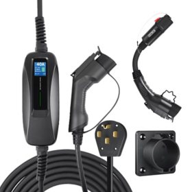 Level 2 Bundle includes NEMA 14-50 Charger, Tesla to J1772 adapter and wall mount.  Allows J1772 Vehicles to connect to Tesla chargers at home and on the road.