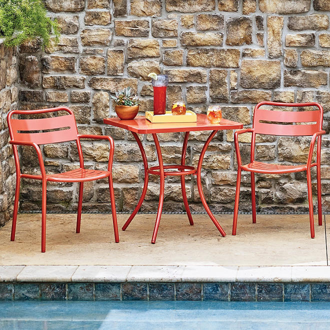 Commercial 3-Piece Bistro Set, Red