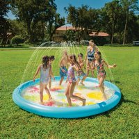 Giant Splash Pad Inflatable 10 Ft Diameter Wading Pool with Sprinkler by WOW World of Watersports
