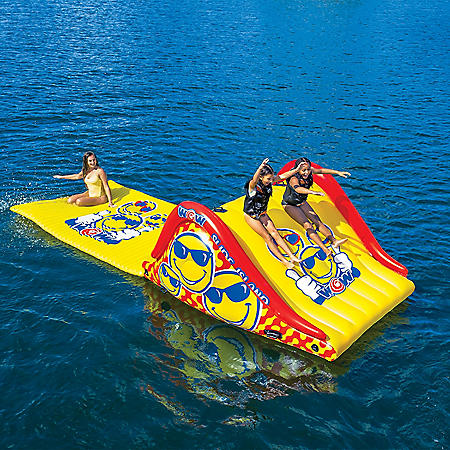 WOW Sports Floating Island Slide and Water Walkway Combo (Red)