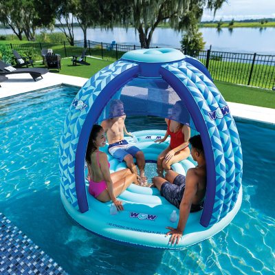 Pool float with store canopy for adults