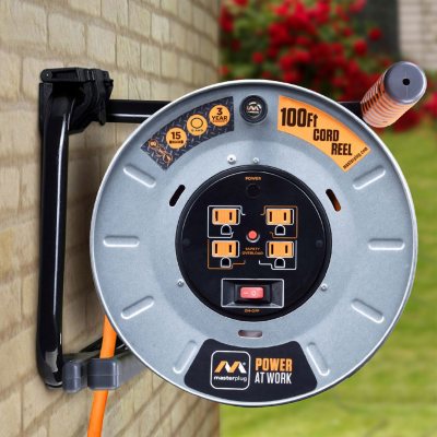 Reviews for Masterplug 100 ft. 15 Amp 12 AWG Large Open Metal Reel with  4-Sockets