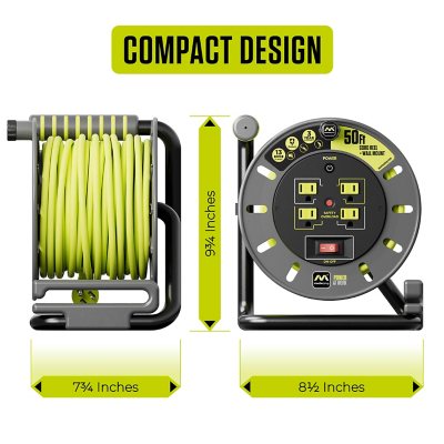 Masterplug 50ft 4 Socket Extension Cord Reel With USB Port and