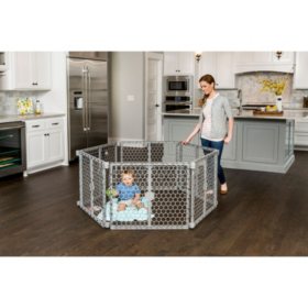 Regalo 2-in-1 Play Yard and Safety Gate, Gray