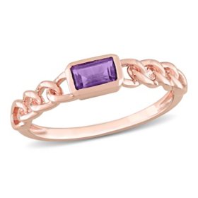 Emerald-Cut African Amethyst Link Ring in 14K Rose Gold