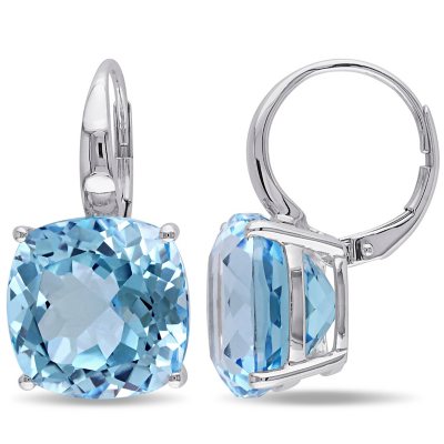 Sky-Blue Topaz Leverback Earrings in 14K White Gold - Sam's Club