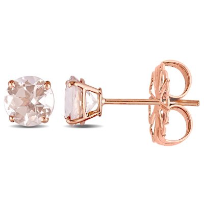 Morganite Solitaire Stud Earrings in 14K Rose Gold - Sam's Club