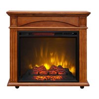 Hearth Pro 33'' Rolling Infrared Electric Fireplace with Storage, Mahogany		