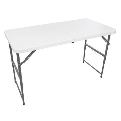Doctor of Philosophy Garbage can Elusive Maxchief 4' Adjustable Height Fold-in-Half Table - White - Sam's Club