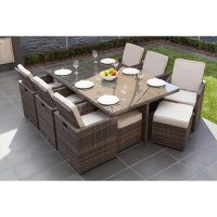 Andrea 11-Piece Dining Set with 4 Ottomans