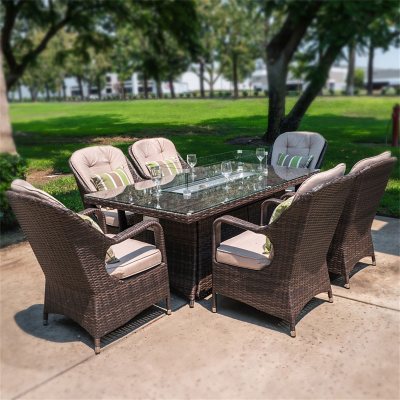 Bernice 7 Piece Fire Pit Patio Dining Set With Cushion Sam S Club