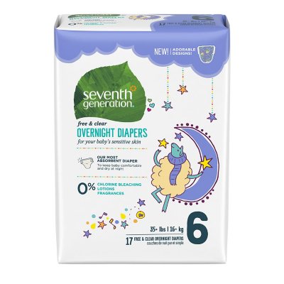  Seventh Generation Baby Free & Clear Overnight Diapers, Stage  5, 20 Count (Pack of 4) : Baby