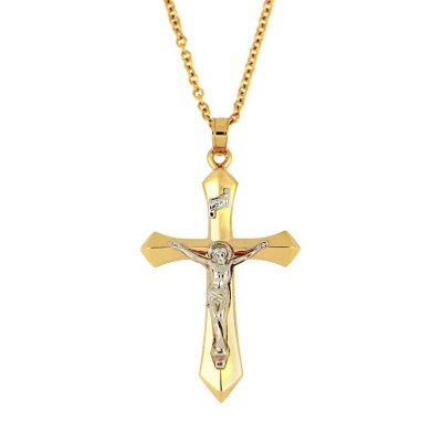 14K Two Tone Gold Crucifix Pendant - Sam's Club