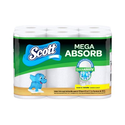 Scott Mega Absorb Paper Towels, ChooseaSheet, White (200 sheets/roll