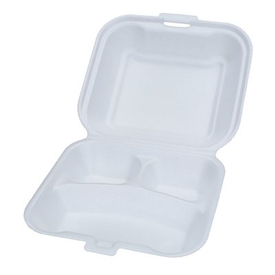 Large White 3 Compartment Food Containers - 8