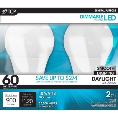 TCP LED 10Watt Daylight General Use Light Bulbs (2 pk) Sam's Club