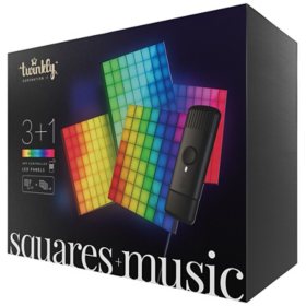Twinkly Squares, 1 Master Tile + 3 Extension Tiles & Music, App-controlled LED Panels with 64 RGB