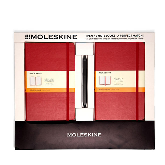 Moleskine 2 Classic Notebooks and Click Pen, Select Color