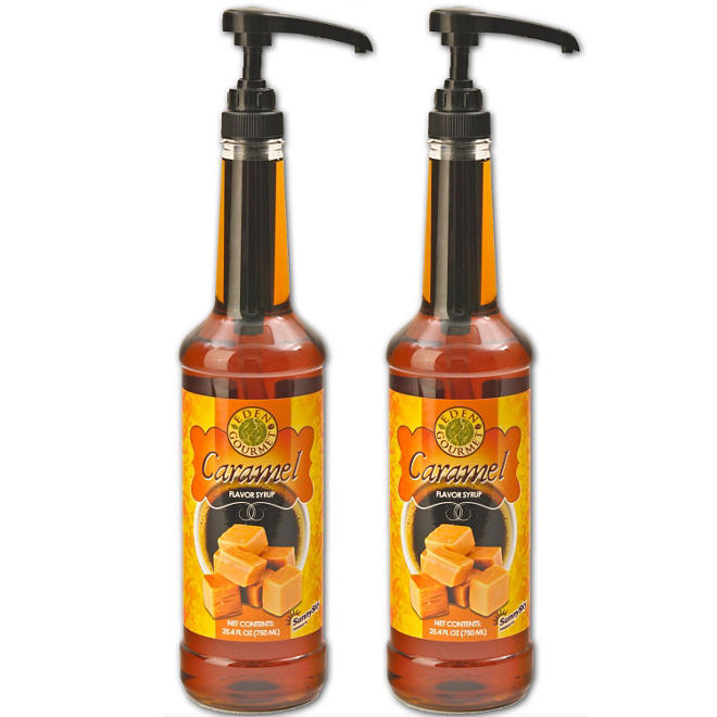 Caramel Coffee Syrup - 750 ml Bottle with Pump Included - 2 Pack