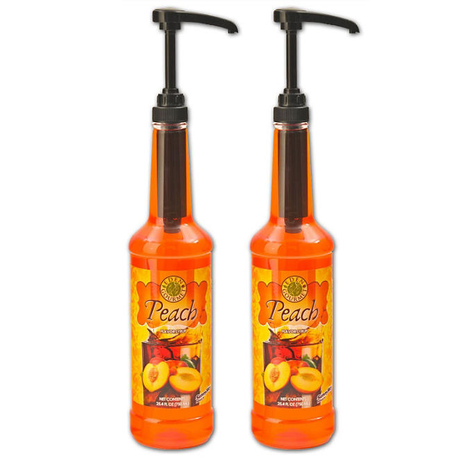 Peach Tea Syrup - 750 ml Bottle with Pump Included - 2 pk.