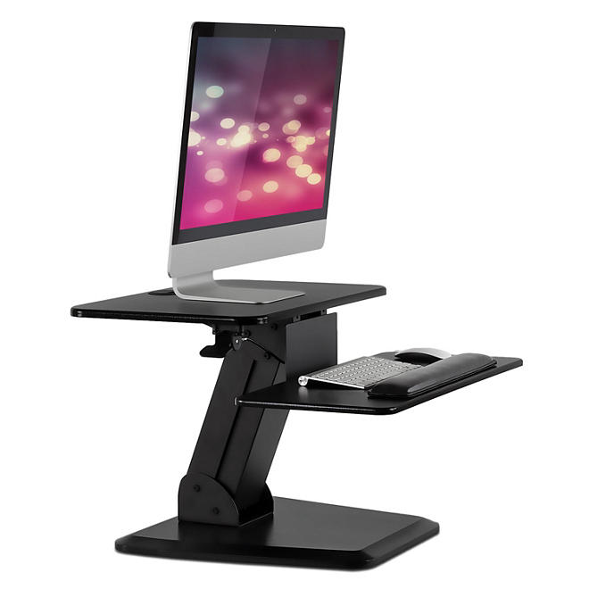 Mount-It! Sit Stand Desk Converter, Height Adjustable Tabletop Standing Desk (Black)