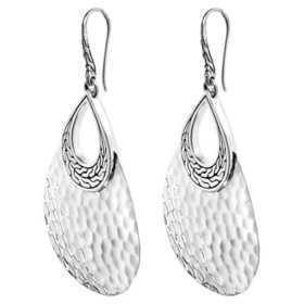 John Hardy Classic Chain Hammered Teardrop Earrings in Sterling Silver