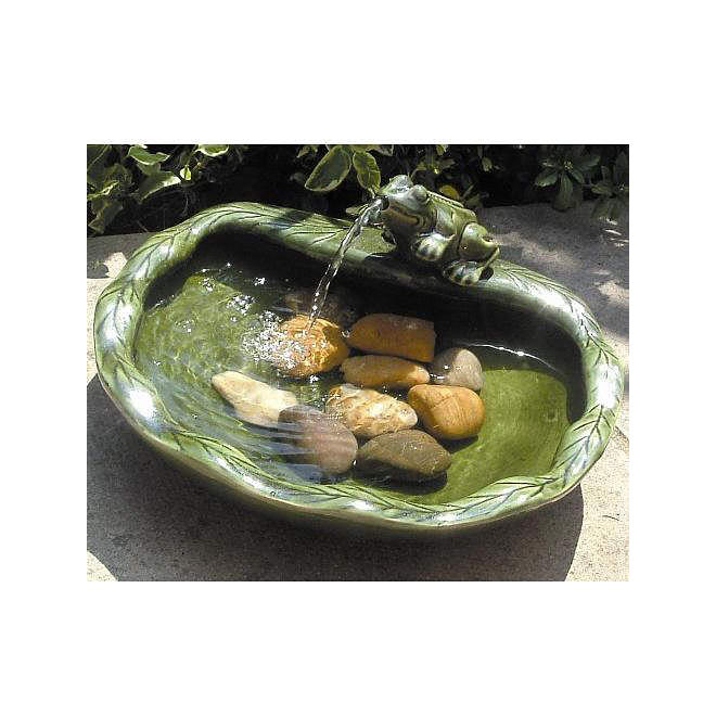 Ceramic Solar Frog Fountain