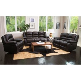 Verona Top Grain Leather Reclining Sofa Loveseat And Chair