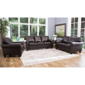 Maverick Top Grain Leather Sofa Loveseat And Armchair Set Sam S