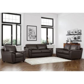 Mavin Top Grain Leather Sofa Loveseat And Armchair Set Sam S Club