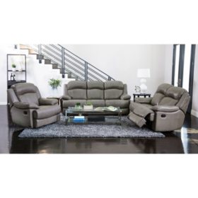 Hamptons Top Grain Leather Reclining Sofa Loveseat And