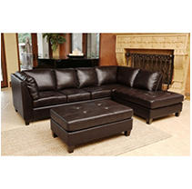 Catherine Top-Grain Leather Sectional and Ottoman