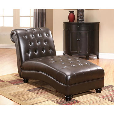 Charles Tufted Leather Chaise