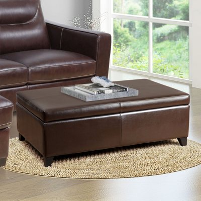 Palmer Leather Storage Ottoman with Flip Top - Sam's Club